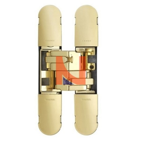 CERNIERA INVISIBILE A SCOMPARSA PER PORTE, REGOLABILE 3D, 134X24 MM, PORTATA 40-60 KG, FINITURA OTTONATO