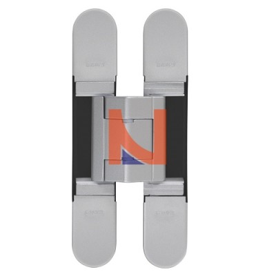 CERNIERA INVISIBILE A SCOMPARSA PER PORTE, REGOLABILE 3D, 128X22 MM, PORTATA 50-65 KG, FINITURA ARGENTO