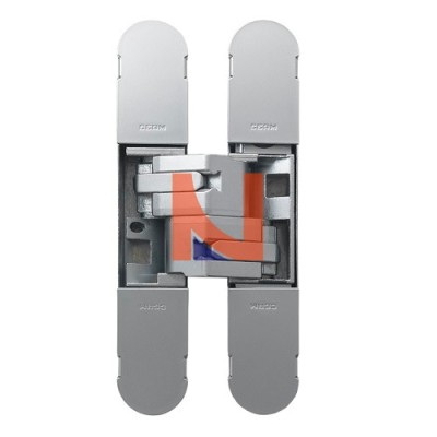 CERNIERA INVISIBILE A SCOMPARSA PER PORTE, REGOLABILE 3D, 134X24 MM, PORTATA 40-60 KG, FINITURA NICHELATO