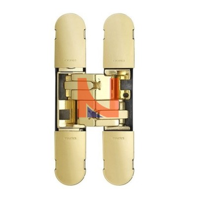 CERNIERA INVISIBILE A SCOMPARSA PER PORTE, 160X32 MM, PORTATA 120-140 KG, FINITURA OTTONATO