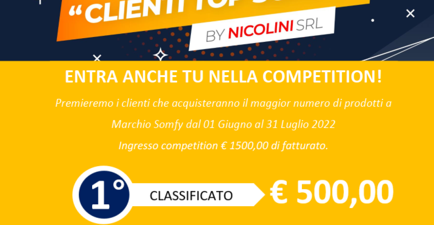 COMPETITION MIGLIORI CLIENTI SOMFY