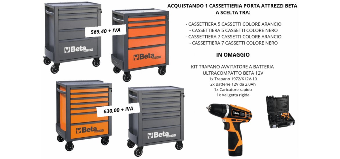 Cassettiera portautensili Beta con kit trapano in omaggio