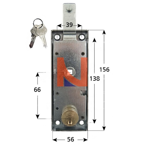 Serratura per basculante cilindro tondo 15 mm